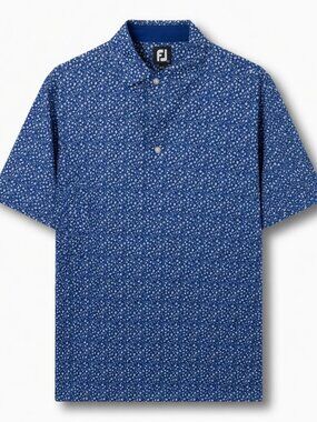 Blue Flower Pattern - Men's Large Footjoy Golf Polo - Port Royal Hilton Head Isl